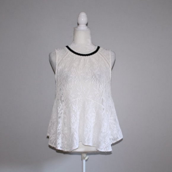Free People Maisie Lace Peplum Tank Top White S-M - Picture 9 of 16